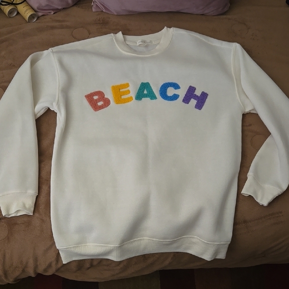 Ultra Flirt Cream Beach Crewneck Sweatshirt - Picture 1 of 4